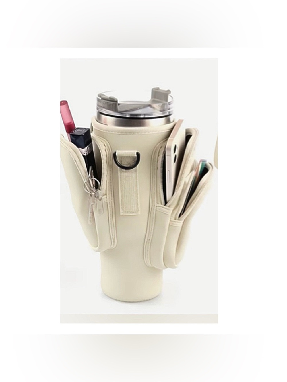 Water Bottle Carrier with Crossbody Strap and Zippered Pockets - Picture 5 of 15